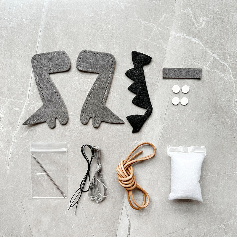 [$360+] Mini Dinosaur-Shaped Keychain DIY Kit – Babylon Leather - Babylon LeatherBabylon LeatherSG23-Grey