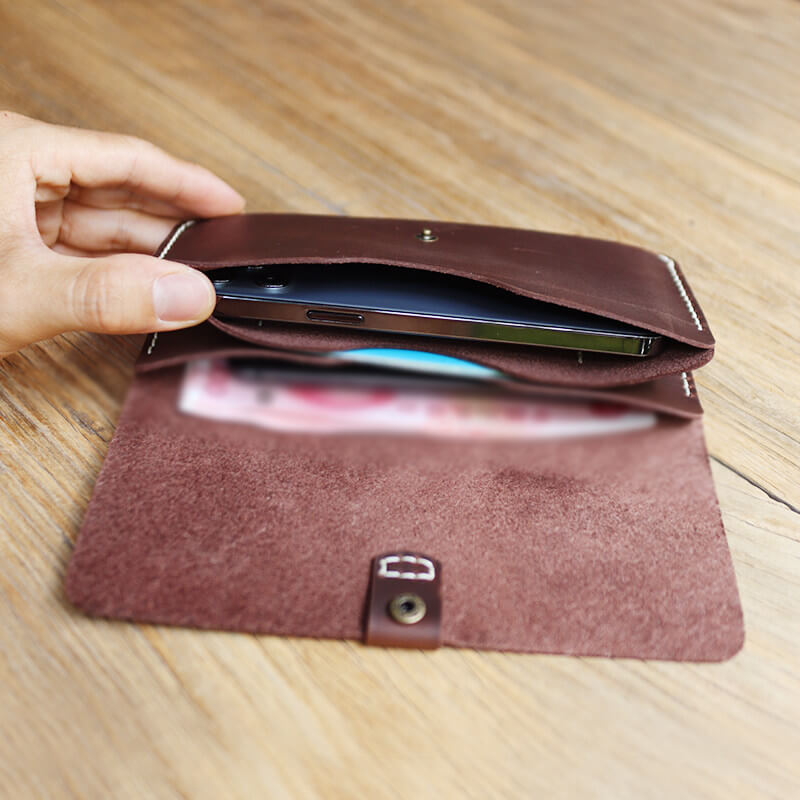 Buckle Long Phone Wallet Crazy Horse Leather DIY Kit – Babylon Leather