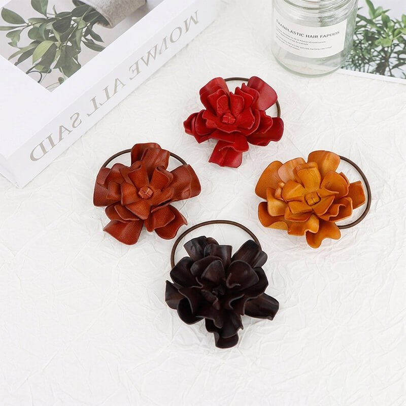 3D Cowhide Leather Flower Choker - Babylon LeatherBabylon LeatherMJY03-Red