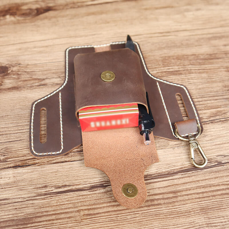 Men's Belt Phone Pouch Crazy Horse Leather DIY Kit – Babylon Leather