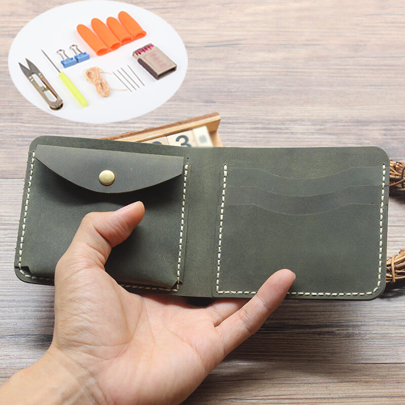 Buckle Wallet with Coin Crazy Horse Leather DIY Kit – Babylon Leather