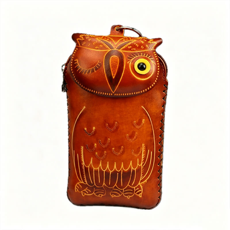 Cartoon Owl-Shaped Leather Phone Bag – Babylon Leather