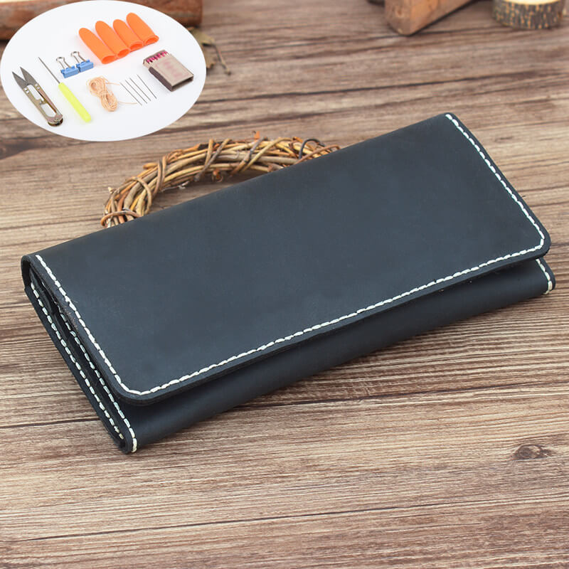 Long Multi-Card Wallet Crazy Horse Leather DIY Kit – Babylon Leather