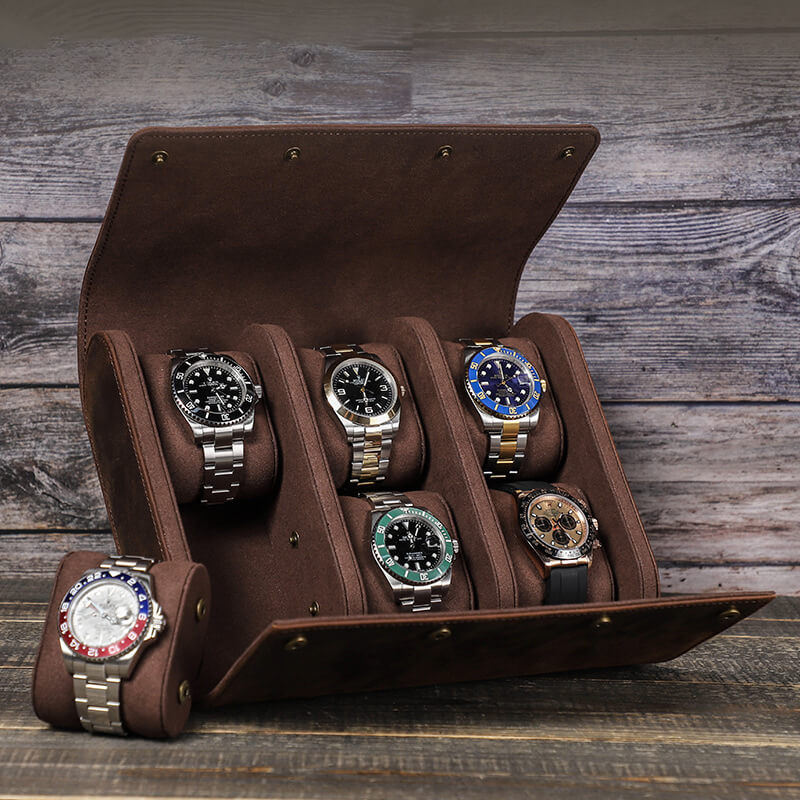 Crazy Horse Leather Watch Storage Case, 6 Slots – Babylon Leather