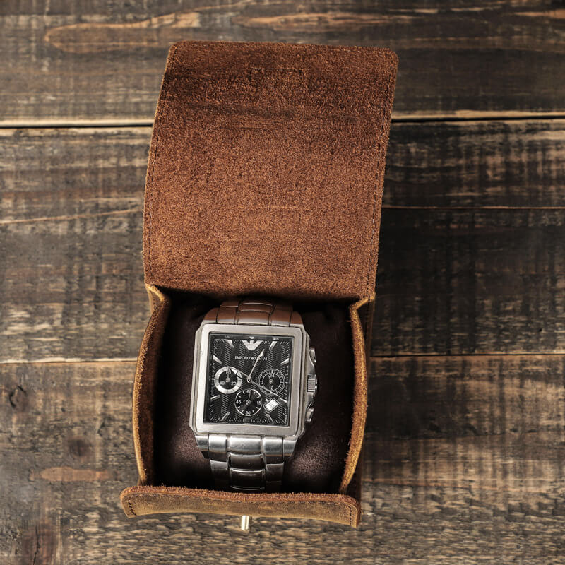 Crazy Horse Leather Single Watch Travel Case – Babylon Leather