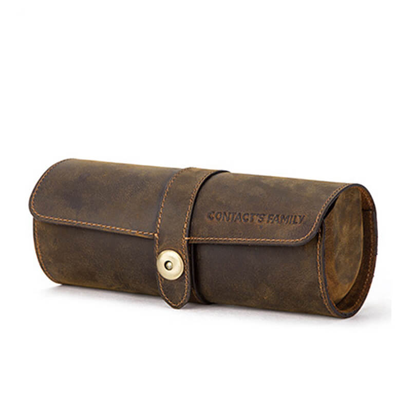 Crazy Horse Leather 3-Watch Roll – Babylon Leather