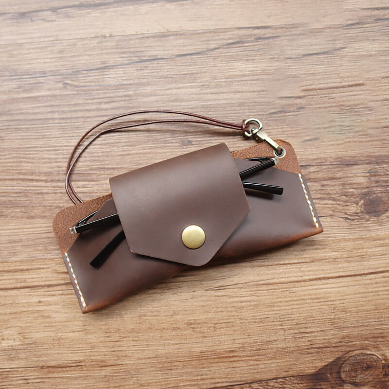 Glasses Case with Strap Crazy Horse Leather DIY Kit – Babylon Leather