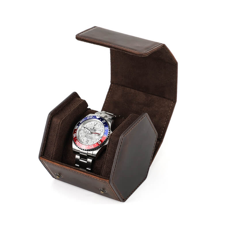 Hexagonal Crazy Horse Leather Single Watch Case – Babylon Leather