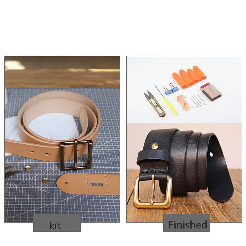 Men's Antique Brass Belt Veg Tanned Leather DIY Kit – Babylon Leather