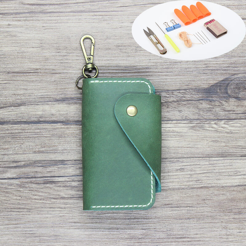 Car Key Pouch with Hook Crazy Horse Leather DIY Kit – Babylon Leather