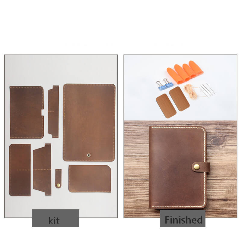 Passport & Card Case Crazy Horse Leather DIY Kit – Babylon Leather