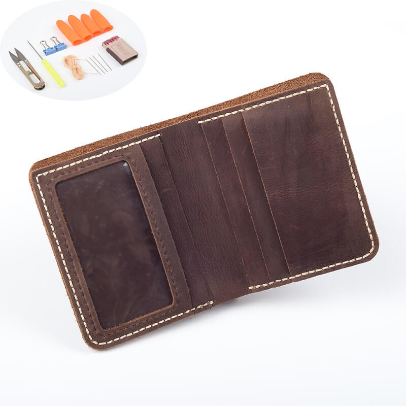 Slim Vertical Wallet Crazy Horse Leather DIY Kit – Babylon Leather