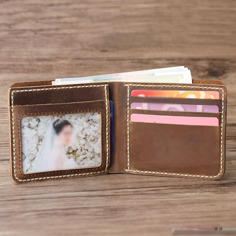 Men's Bifold Wallet Crazy Horse Leather DIY Kit – Babylon Leather