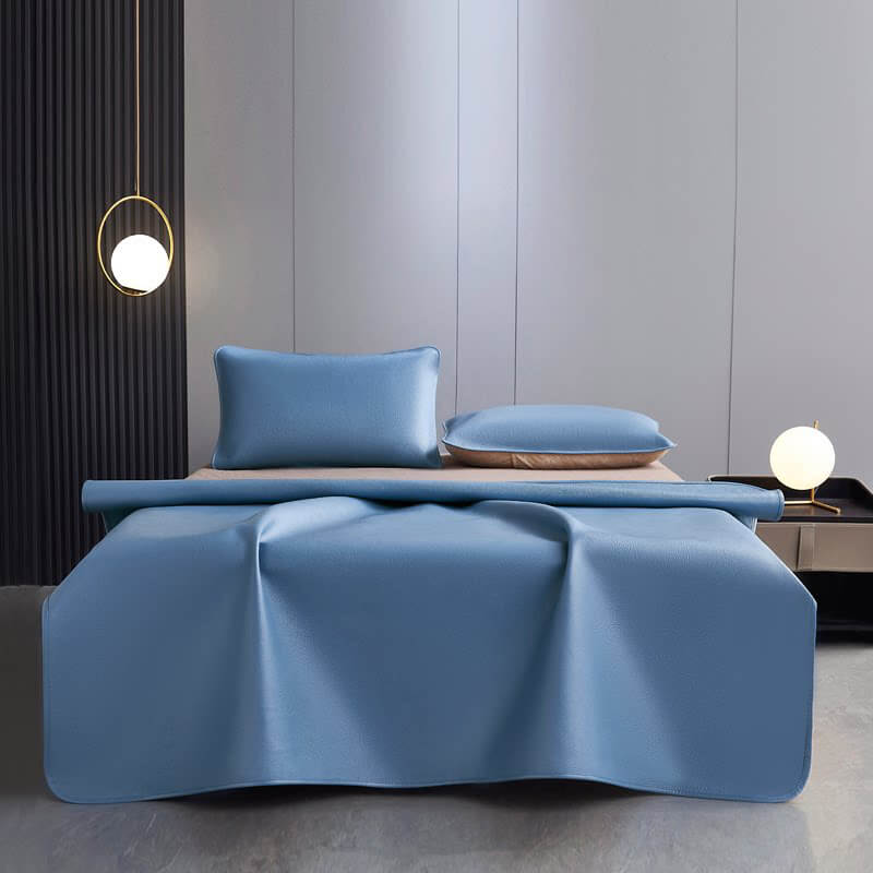 Thickened Top Grain Buffalo Leather Summer Sleeping Mat Set