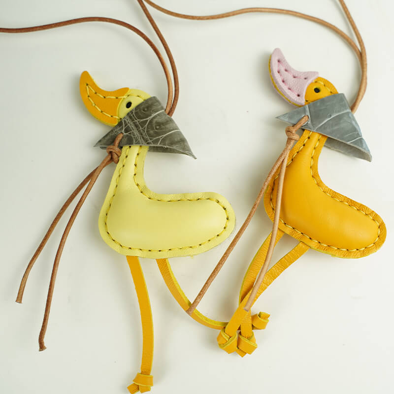 Lucky Duck Leather Bag Charm