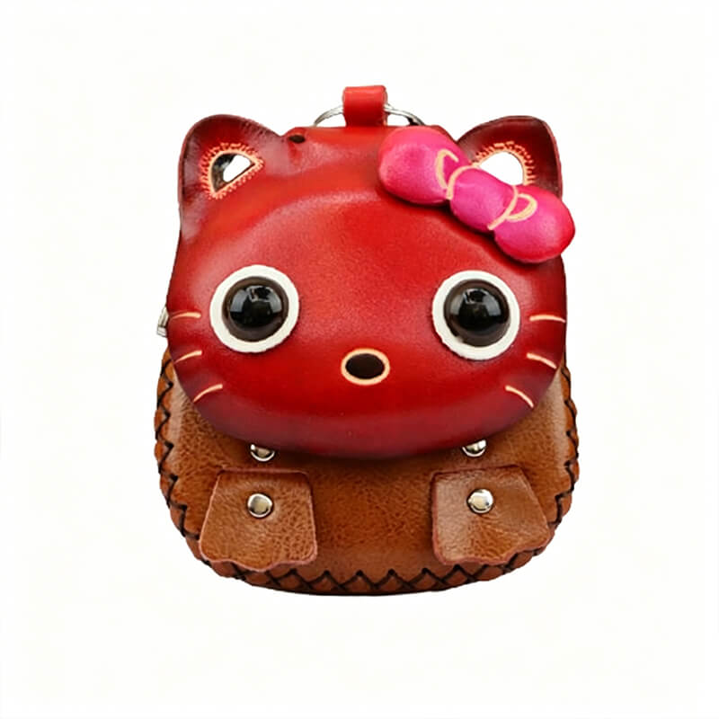 Cartoon Kitten-Shaped Leather Coin Purse – Babylon Leather