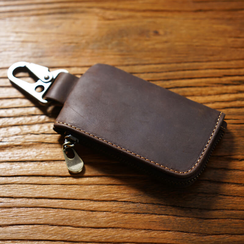 Zip Coin Pouch with Keyring – Babylon Leather