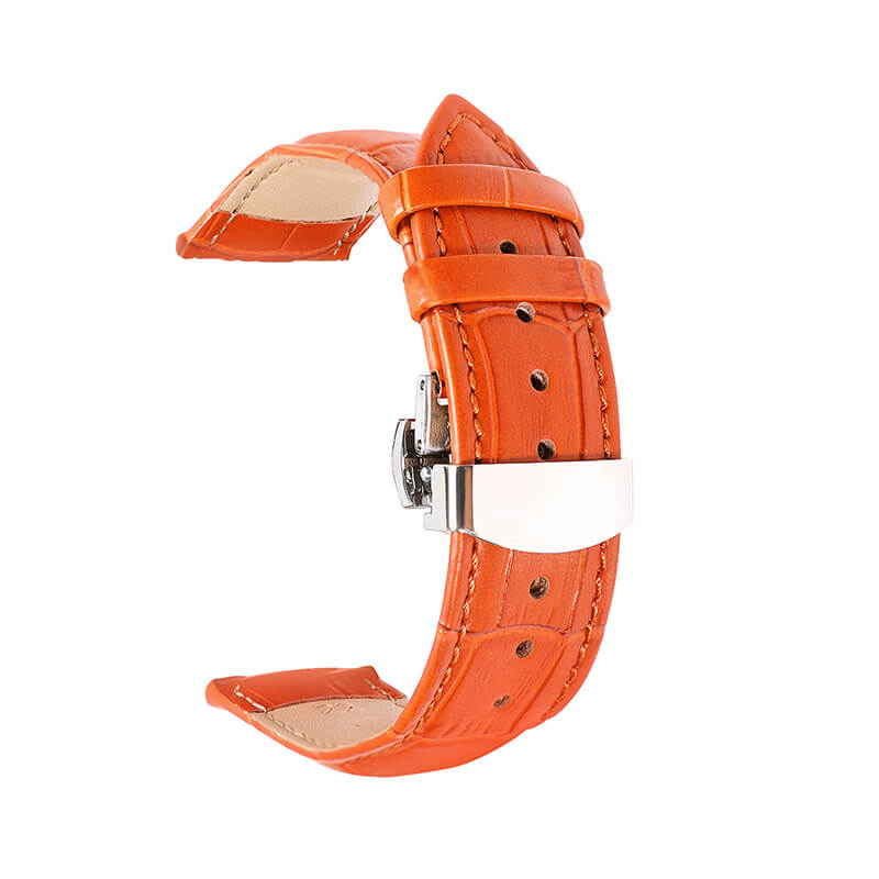 Bamboo-Textured Top Grain Leather Watch Strap with Deployant Clasp – Babylon Leather