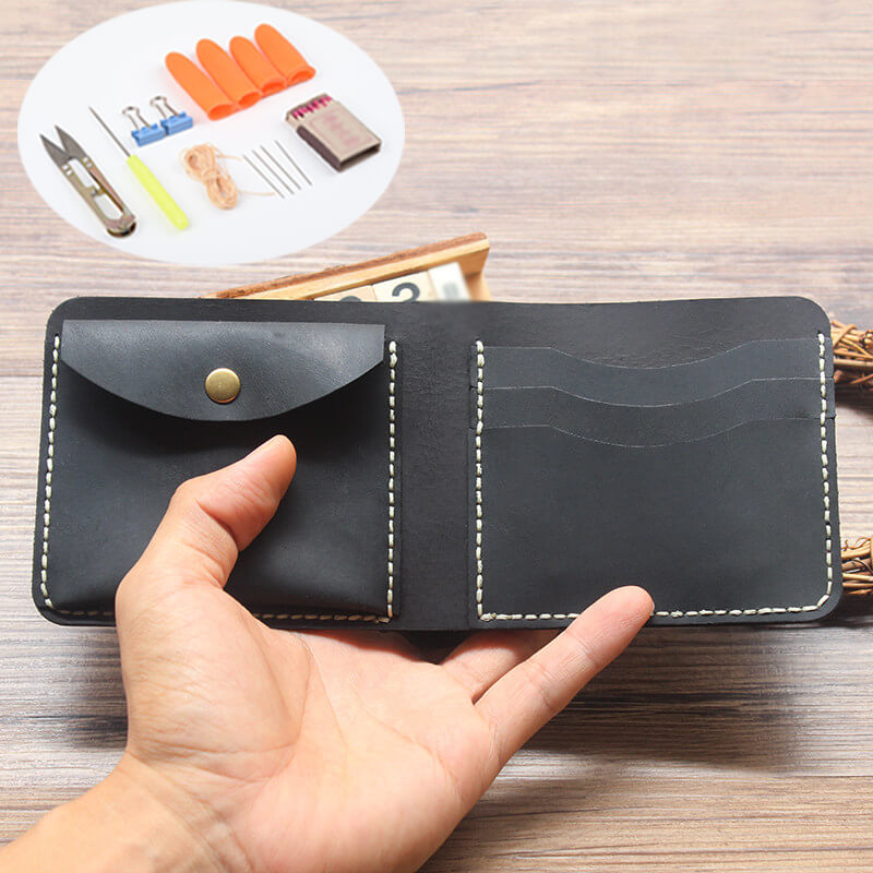 Buckle Wallet with Coin Crazy Horse Leather DIY Kit – Babylon Leather