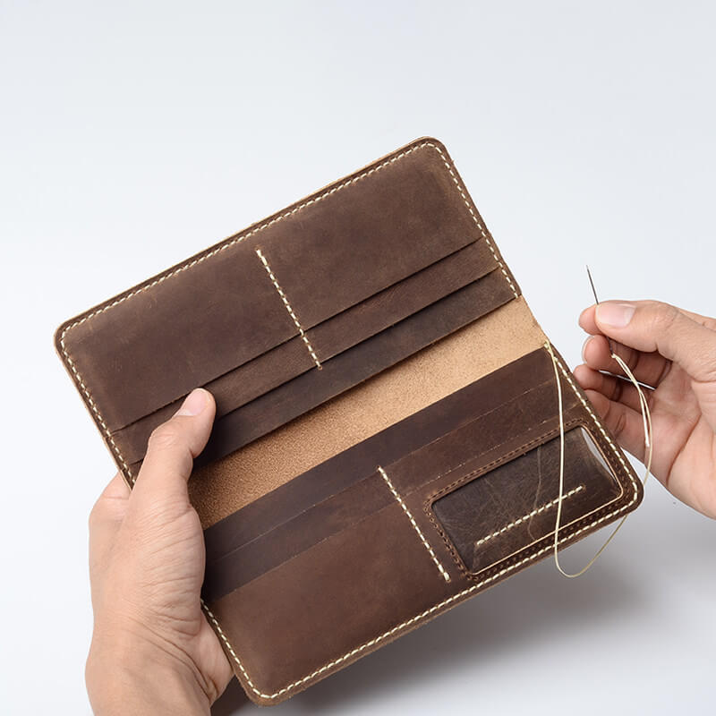 Long Phone Wallet Crazy Horse Leather DIY Kit – Babylon Leather
