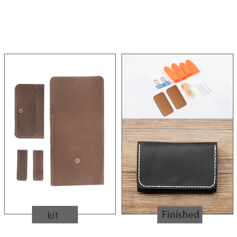 Vintage Card Holder Crazy Horse Leather DIY Kit – Babylon Leather