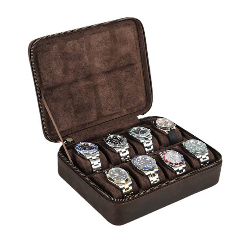 Crazy Horse Leather Watch Storage Case 8 Slots – Babylon Leather