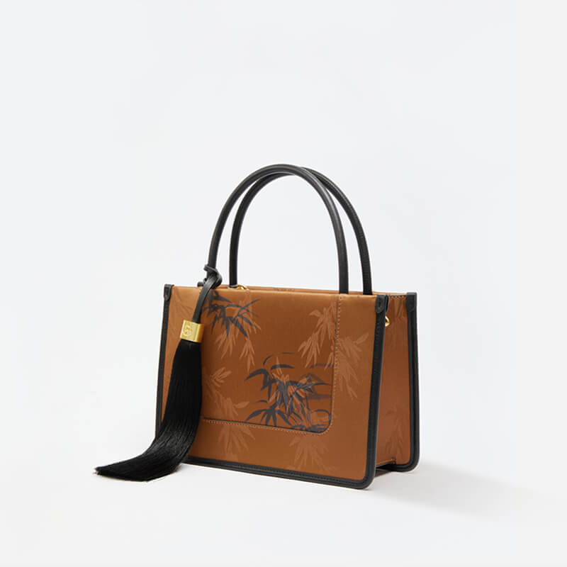 Whispers of Bamboo Leather Light Embossing Square Handbag – Babylon Leather
