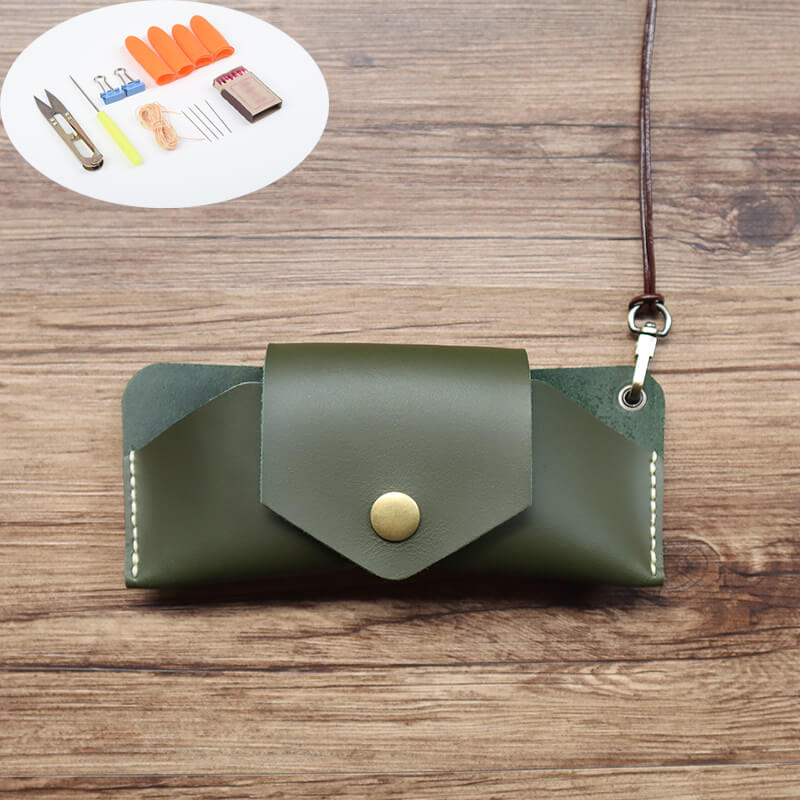 Glasses Case with Strap Crazy Horse Leather DIY Kit – Babylon Leather