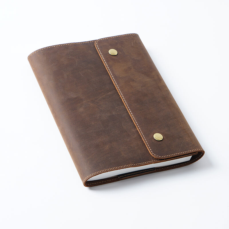 Crazy Horse Leather Snap Closure Notebook Cover A5 – Babylon Leather