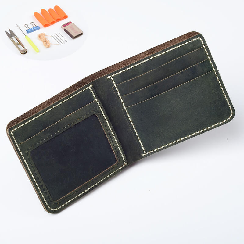 Men's Bifold Wallet Crazy Horse Leather DIY Kit – Babylon Leather