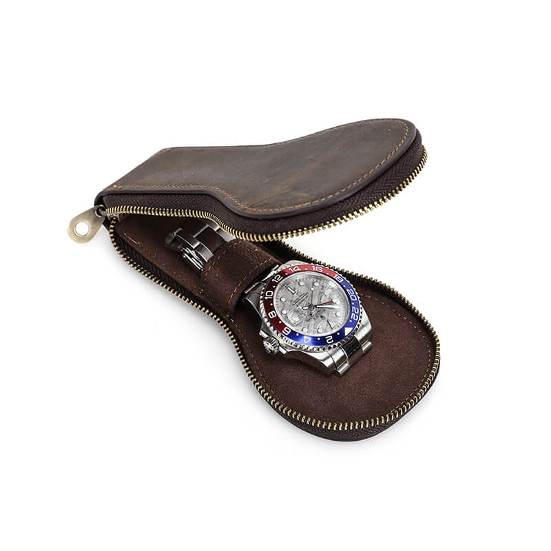 Crazy Horse Leather Zippered Single Watch Case – Babylon Leather