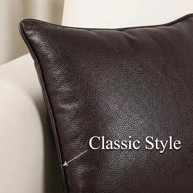 Modern Minimalist Top Grain Cowhide Leather Cushion Cover