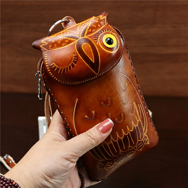 Cartoon Owl-Shaped Leather Phone Bag – Babylon Leather