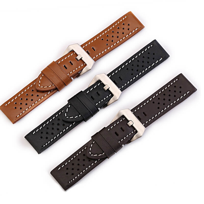 Perforated Top Grain Leather Watch Strap, 20mm, 22mm, 24mm and 26mm – Babylon Leather