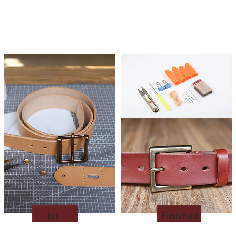 Men's Antique Brass Belt Veg Tanned Leather DIY Kit – Babylon Leather
