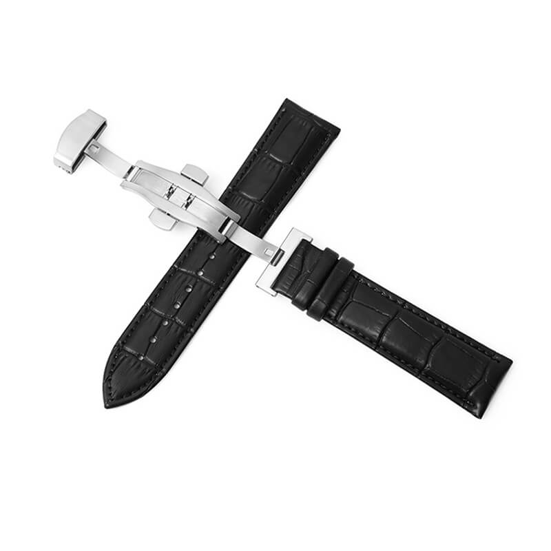 Bamboo-Textured Top Grain Leather Watch Strap with Deployant Clasp – Babylon Leather