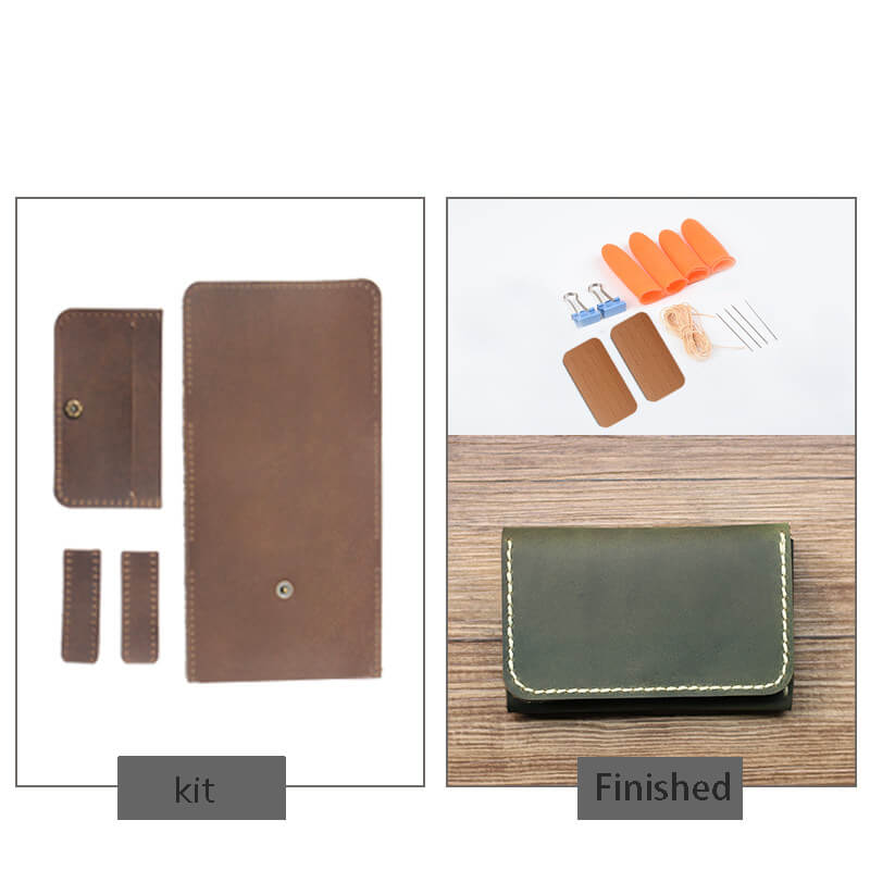 Vintage Card Holder Crazy Horse Leather DIY Kit – Babylon Leather