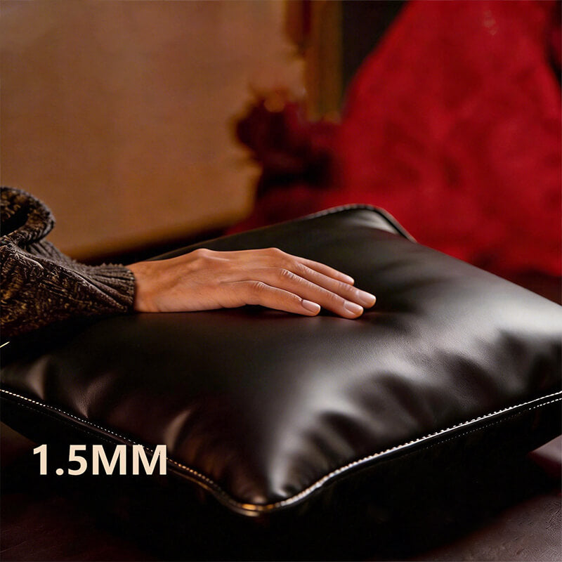 Classic Top Grain Cowhide Leather Throw Pillow Cover