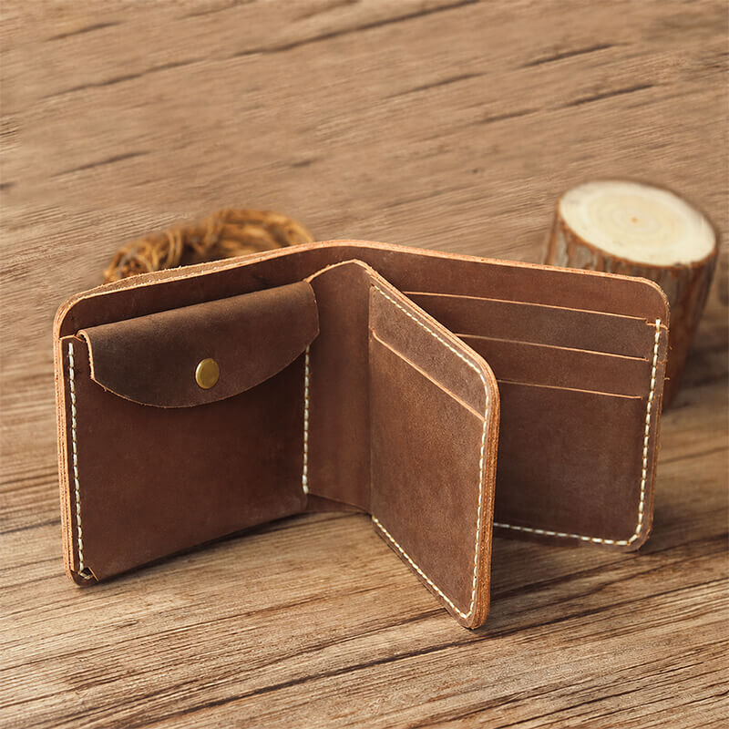Men's Trifold Wallet Crazy Horse Leather DIY Kit – Babylon Leather