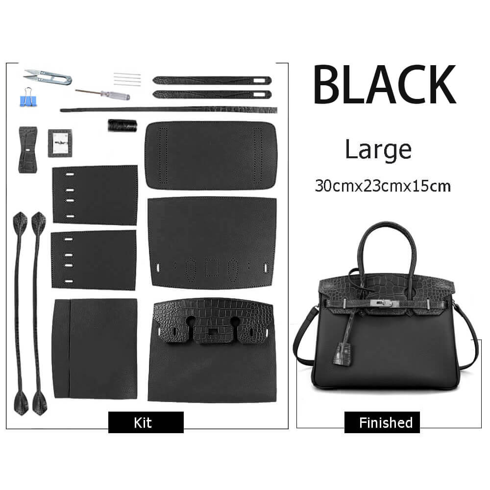 Birkin-Style Leather Tote Bag DIY Kit with Crocodile Flap – Babylon Leather