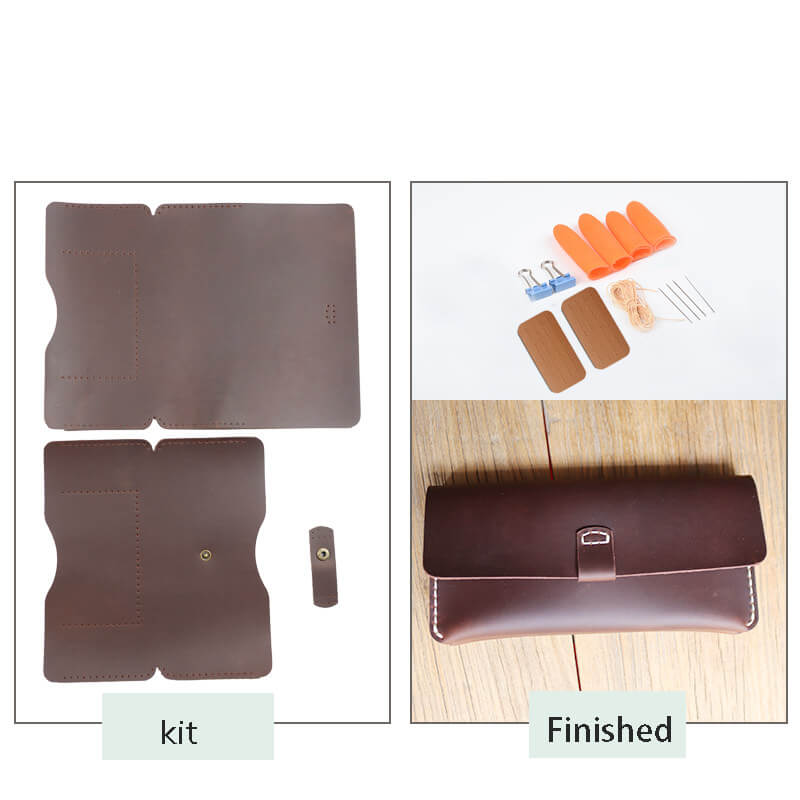 Buckle Long Phone Wallet Crazy Horse Leather DIY Kit – Babylon Leather