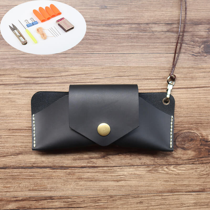 Glasses Case with Strap Crazy Horse Leather DIY Kit – Babylon Leather