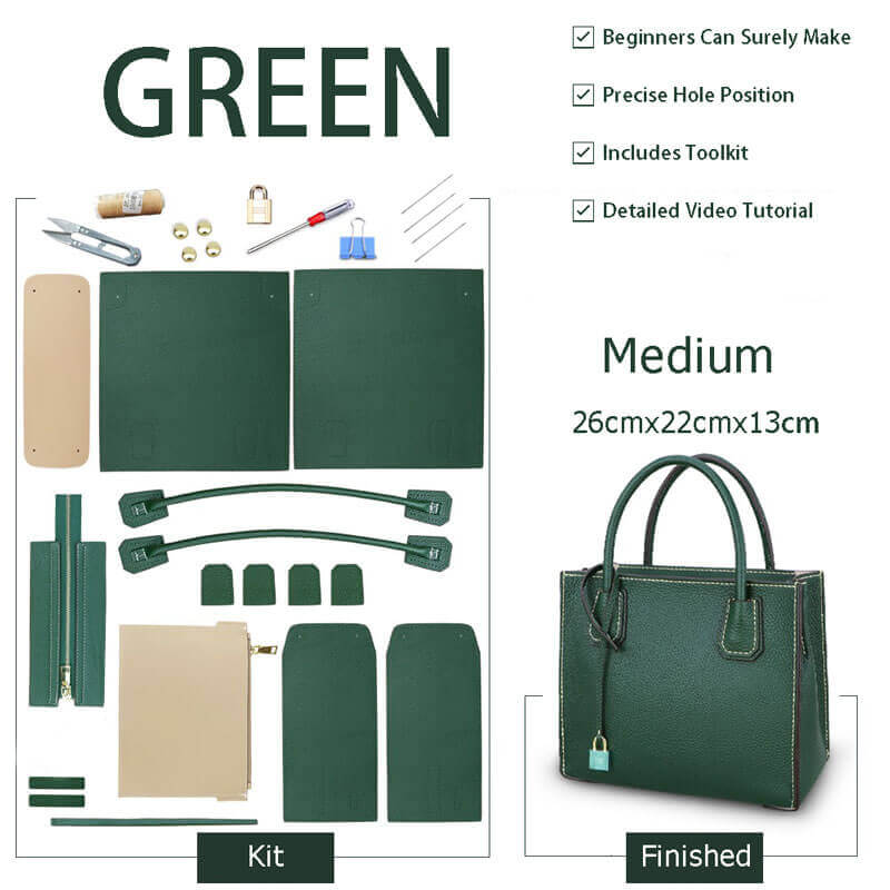 Aby Lock Leather Bag DIY Kit – Babylon Leather - Babylon LeatherBabylon LeatherSY07 - Green - Medium - Color - Matched