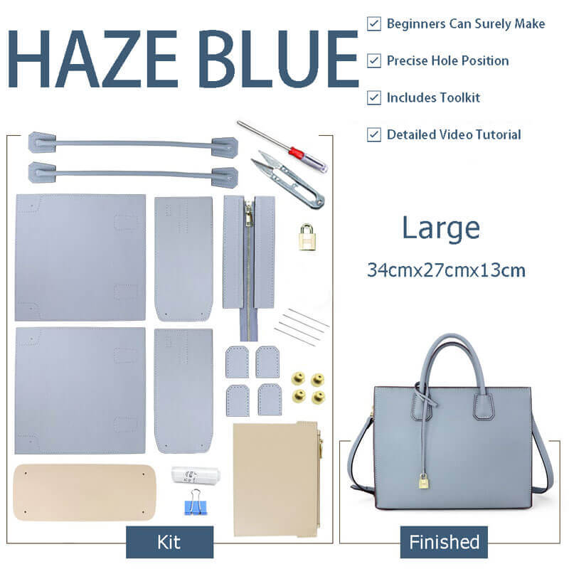 Aby Lock Leather Bag DIY Kit – Babylon Leather - Babylon LeatherBabylon LeatherSY07 - Haze Blue - Large - Color - Matched