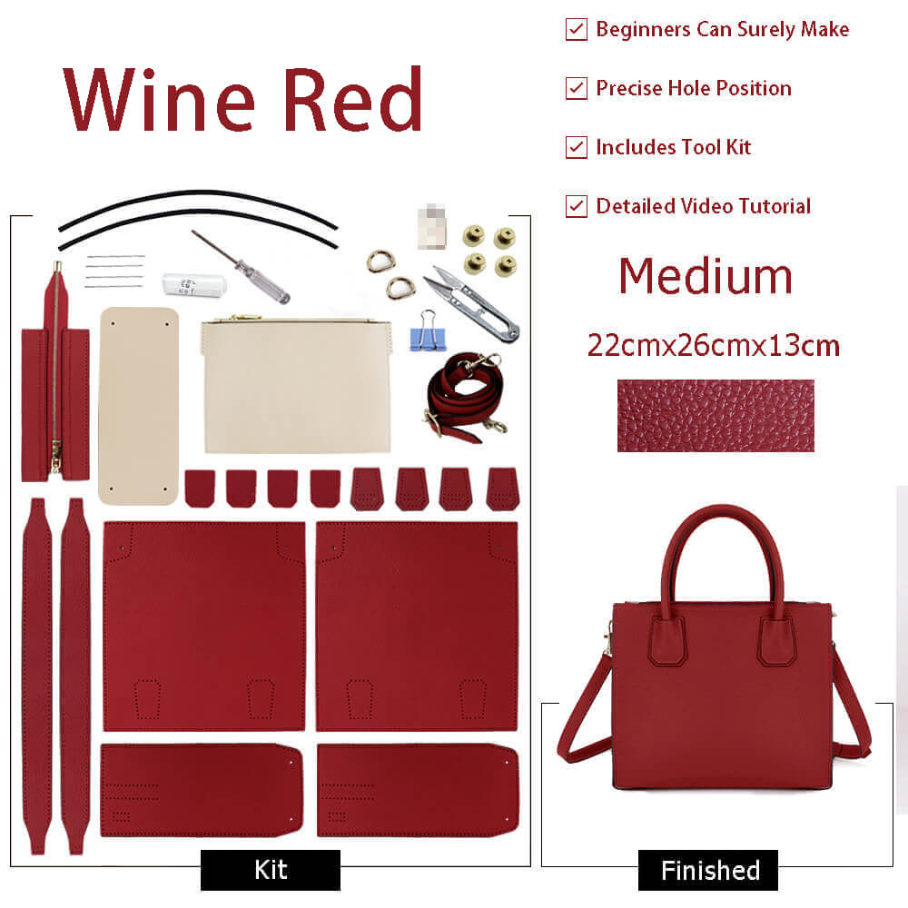 Aby Lock Leather Bag DIY Kit – Babylon Leather - Babylon LeatherBabylon LeatherSY07-Wine Red-Large-Color-Matched