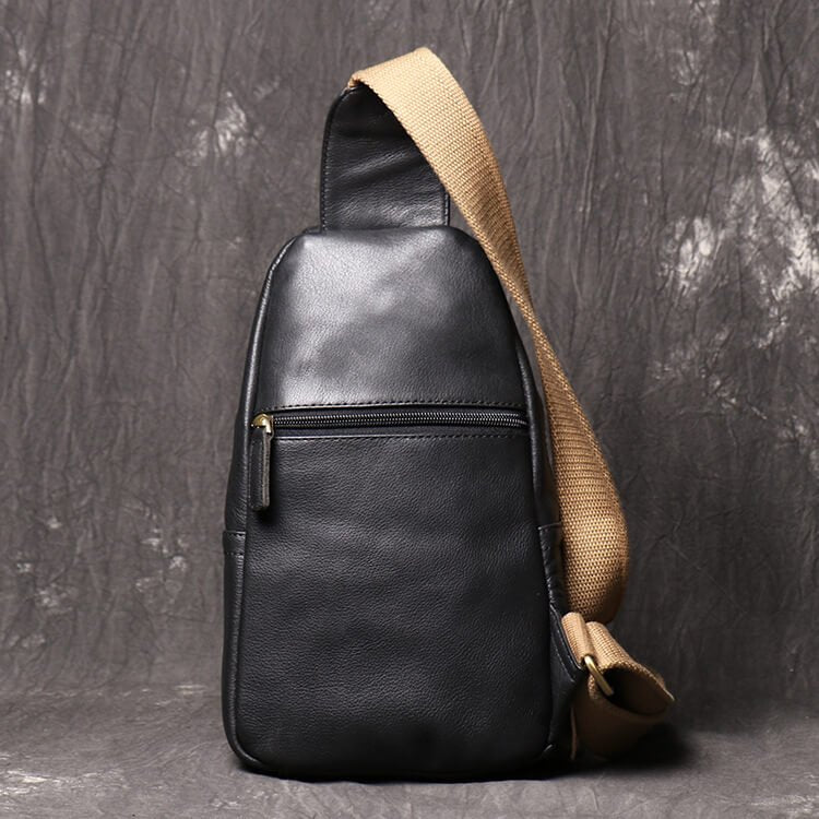 Adjustable Strap Men’s Leather Sling Bag – Babylon Leather - Babylon LeatherBabylon LeatherLJ023 - Black