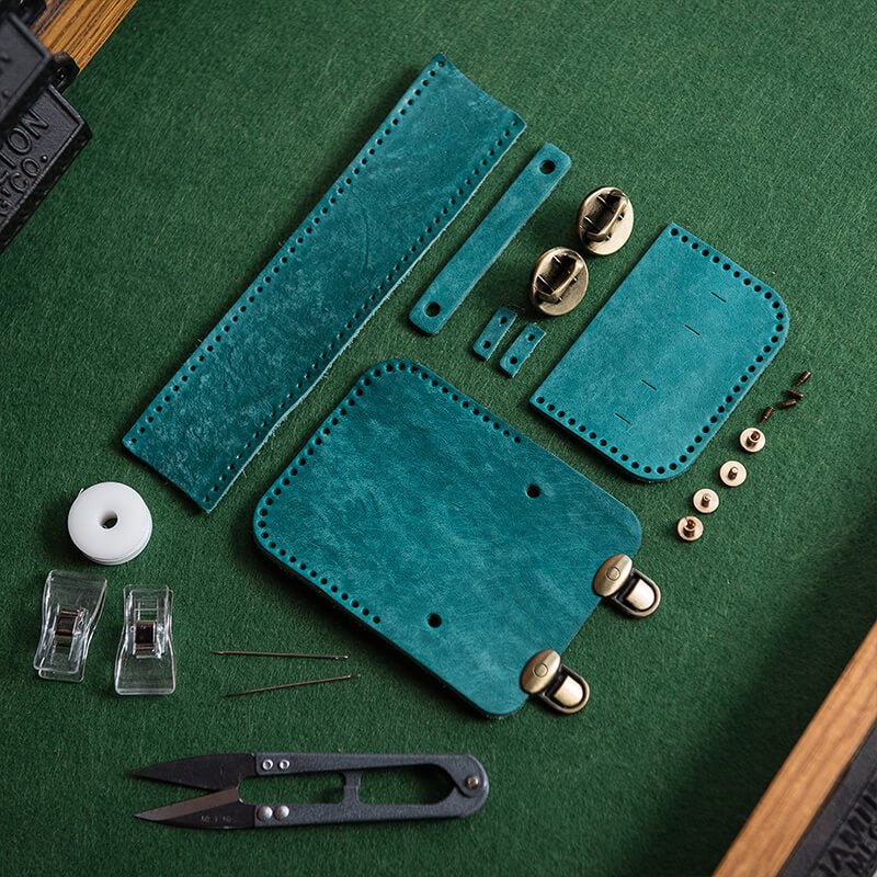 AirPods Case DIY Leather Kit – Babylon Leather - Babylon LeatherBabylon LeatherLZ57-With Chain-Light blue-Nubuck Leather