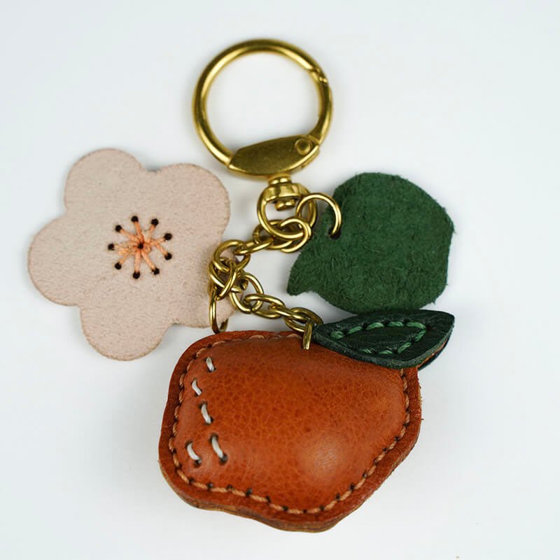 Apple Shape Leather Charm Keychain – Babylon Leather