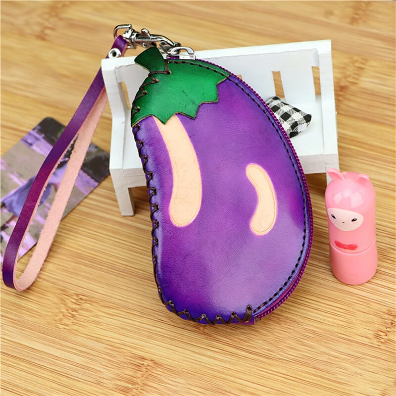 Mini Eggplant-Shaped Leather Coin Purse – Babylon Leather