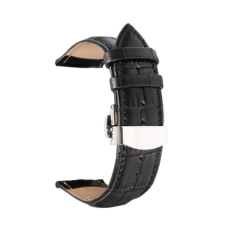 Bamboo-Textured Top Grain Leather Watch Strap with Deployant Clasp – Babylon Leather